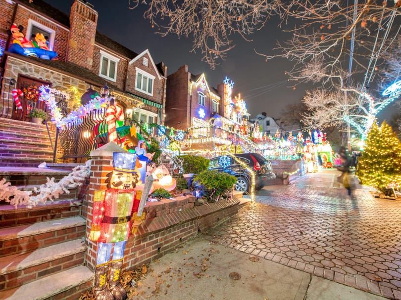 Christmas decoration of a house in Dyker Heights