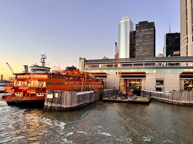 Staten Island Ferry docking at Whitehall Terminal