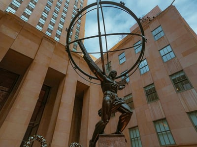 Close up of Atlas Statue in Rockefeller Plaza NYC