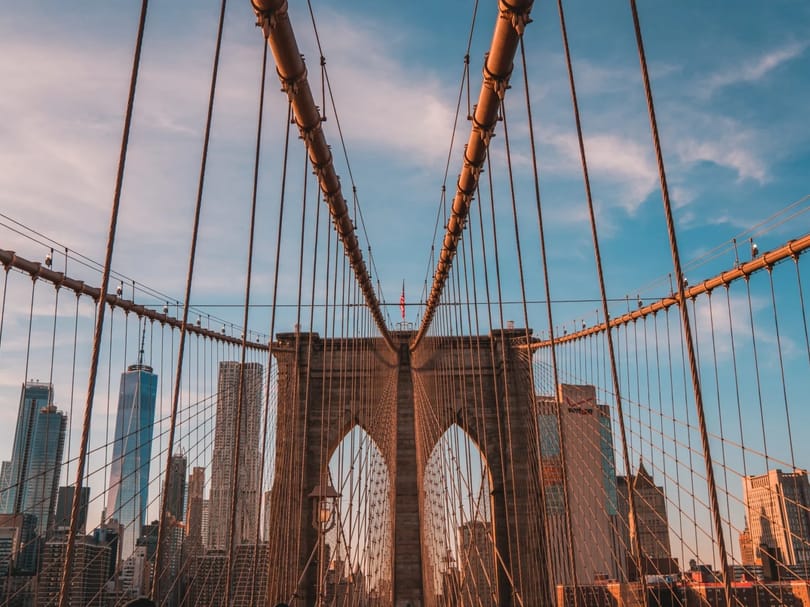 Brooklyn Bridge during sunset