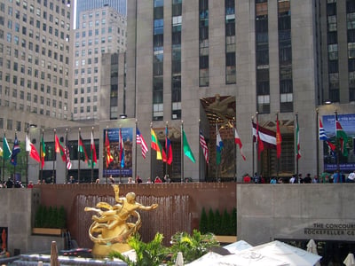 Flags at Rockefeller Center in New York