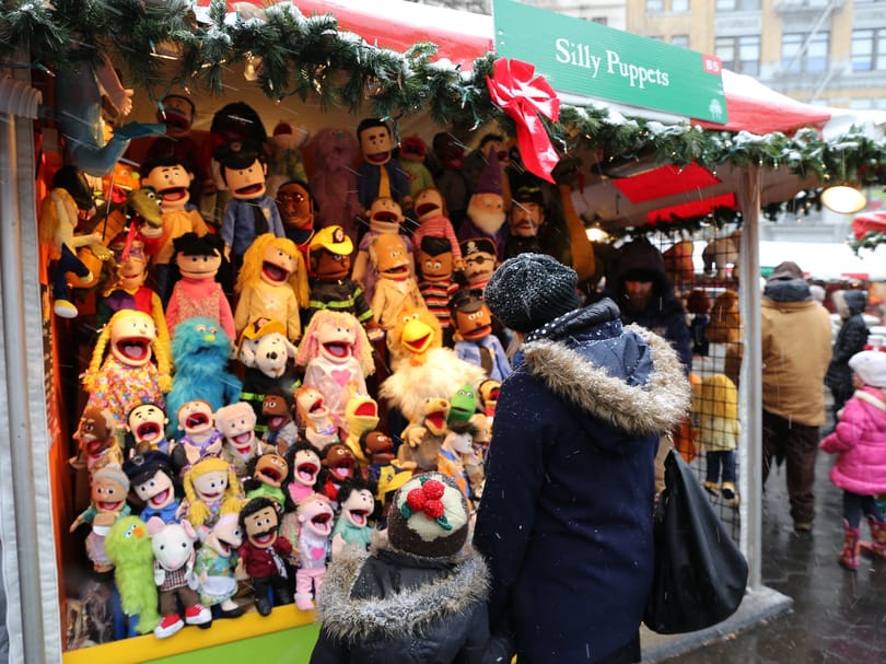 Market stall in Union Square Christmas Market in New York City