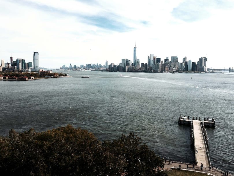 View of Lower Manhattan and New York Harbor from the Statue of Liberty pedestal