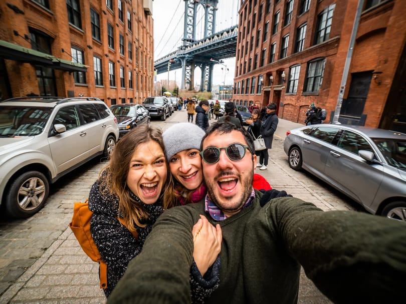 Friends Taking Selfie in Brooklyn NYC